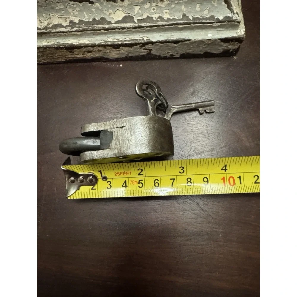 Antique Padlock 3'' Cast Iron Lock and Keys Old Vintage 1800s Style
